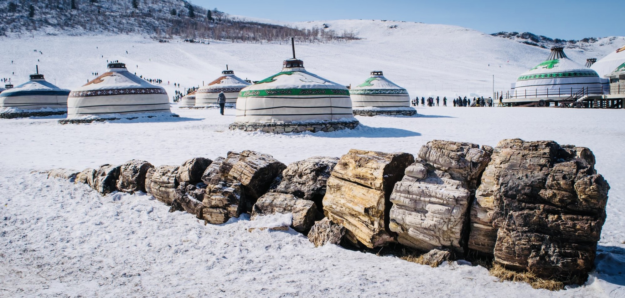 A yurt in Mongolia offers warmth and shelter during the harsh winter.